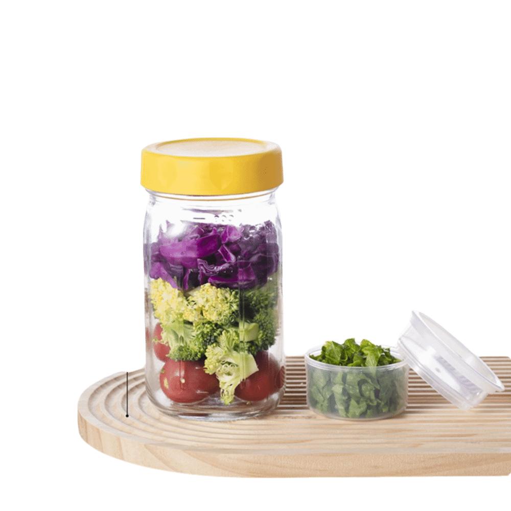 32OZ Glass Salad Jar Leakproof with Lid Salad Containers Sealed Dry Wet Separation Oat Jar For Picnic Office Fitness