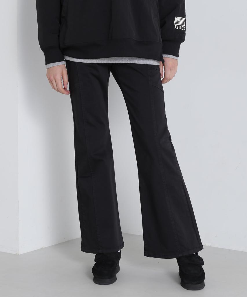AVIREX Limited Edition SATIN FLARE STRETCH PANTS Women's S 010 Black 783-4910604