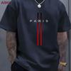 Summer Oversized T Shirt Man Loose Paris Creative Male TShirt Letter Print Casual Slim Round Neck Short Sleeved TShirt Top