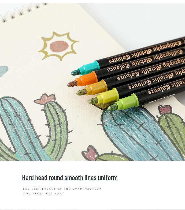 24 Color Metallic Double-Ended Wide Tip Water-Based Erasable Paint Marker Pen for Art