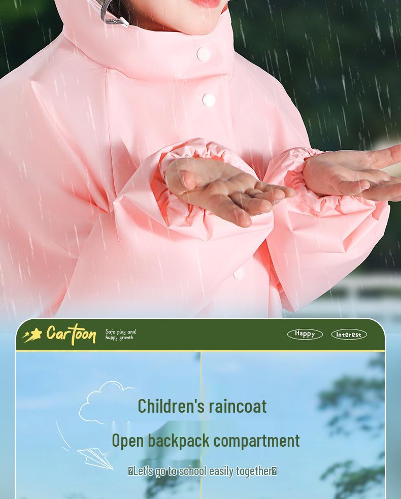 Kids' Stormproof Raincoat with Backpack Space - One-Piece Full-Body Poncho for Primary School Students