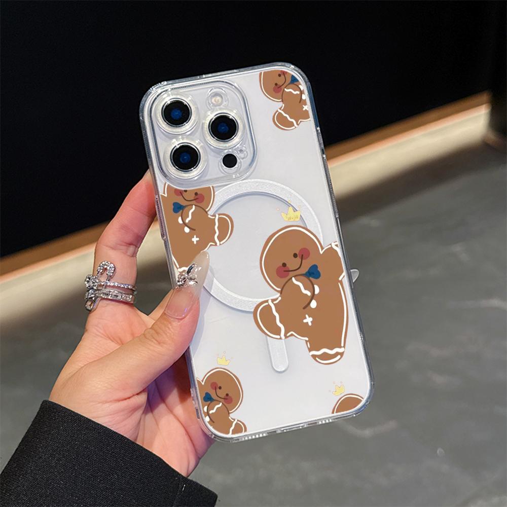 

AC104 Рождественская елка Merry Christmas Magsafe Прозрачные чехлы для Samsung S23 S24 Ultra S21 FE iPhone 16 Pro Max Магнитная беспроводная зарядка задняя крышка Samsung S24 Ultra 5G