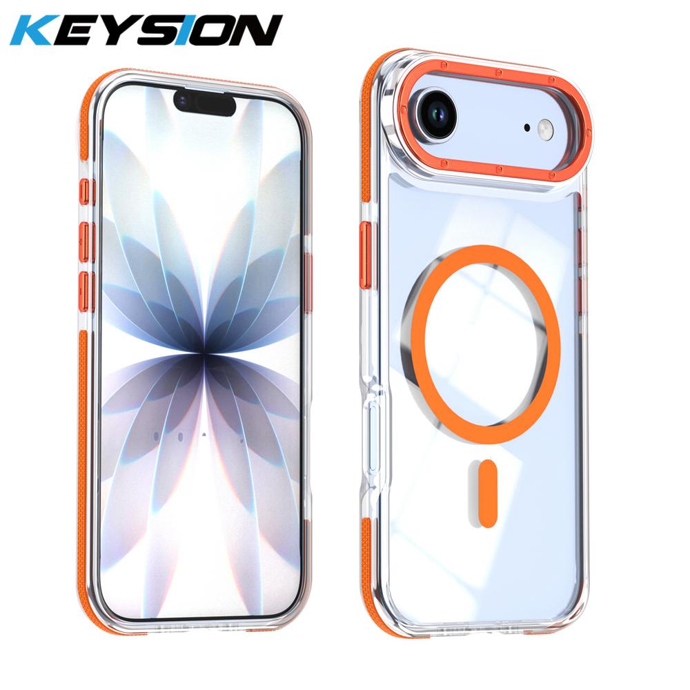 KEYSION HD Transparent Magnetic Case for MagSafe for iPhone 17 Pro Max Wireless Charging Shockproof Phone Cover for iPhone17 Air