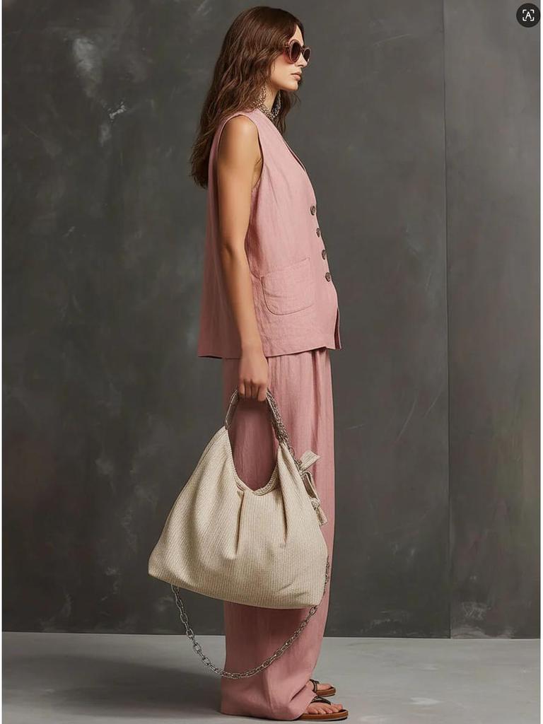 2026 European-American Linen Summer Set: Sleeveless Vest + Wide-Leg Pants - Gentle, Effortless Style