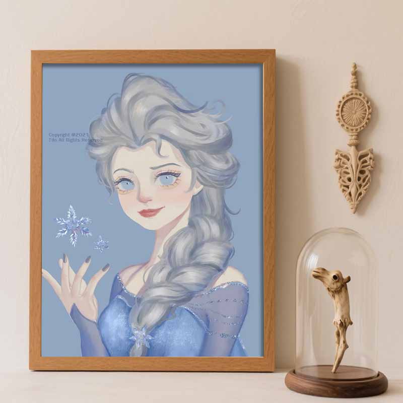 Disney Diamond Painting Set Elsa Frozen Home Decor Craft, Perfect Handmade DIY Gift Idea Round 20x30cm