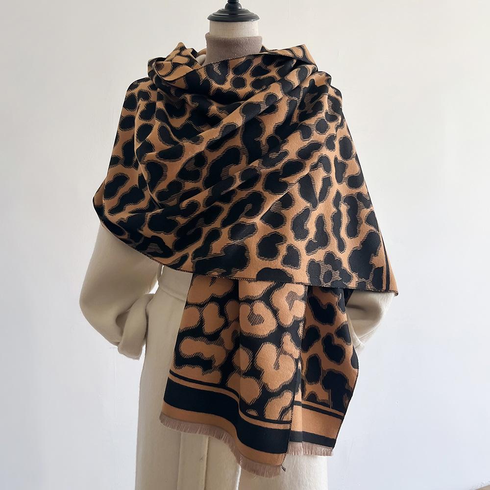Jacquard landscape painting imitation cashmere scarf for women's office air-conditioned room thick and warm long trendy scarf