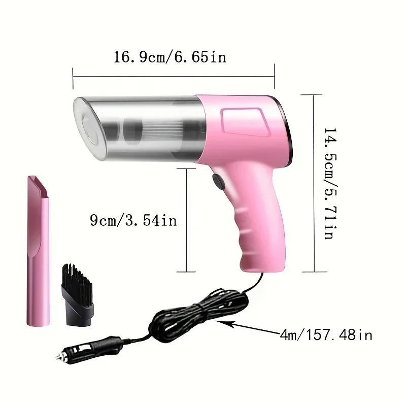 

12V High Power Car Vacuum Cleaner - Plug-in Handheld Portable for Car & Motorcycle Cleaning розовый