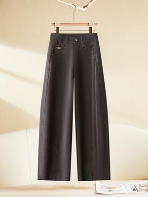 2025 Autumn/Winter Women’s PU Leather High-Waisted Wide-Leg Pants - Soft, Slimming, Versatile, Casual.