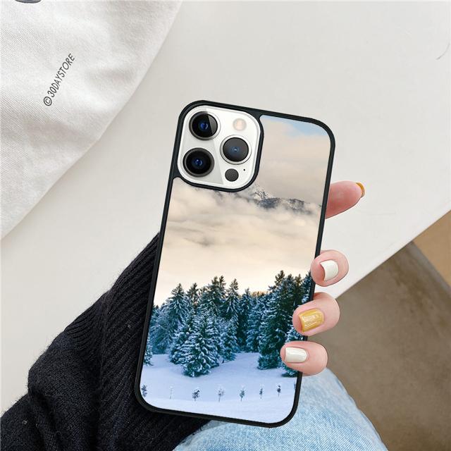 Mountain Pine Tree Forest Mountain Peak Mist Phone Case For iPhone 17 Air 15 16 Pro Max 14 13 12 11 Pro Max Plus