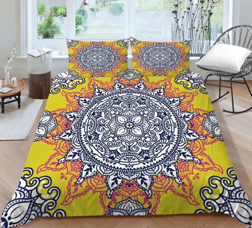 Boho-Bettbezug-Set, Boho-Bettbezug, Boho-Kissenbezug, Design, Heimtextilien, Mann, Frau, Einzelbett, King-Size-Bettbezug
