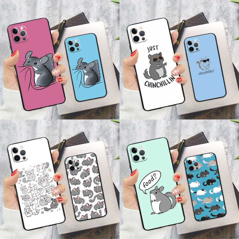 Cute Cartoon Chinchilla Phone Case For iPhone 15 14 13 12 11 16 Pro Max Plus Mini 7 8 X XS Max XR Back Cover Shell