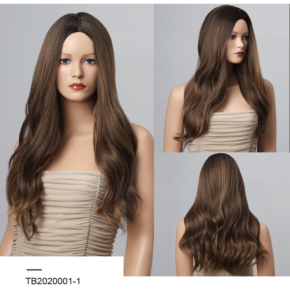 Synthetische Perücke für Frau, blau gefärbt, Ombre, langer Körper, Wasserwelle, Cosplay-Party, Lolita, 28 Zoll, hitzebeständige Nutural-Perücke