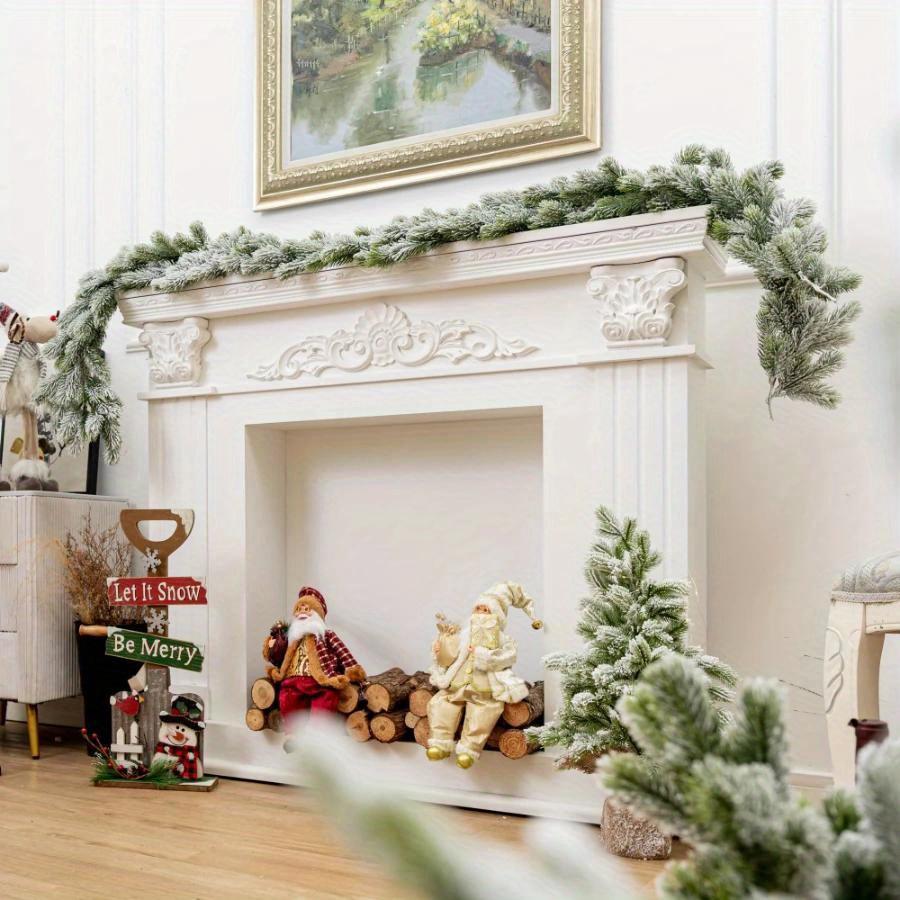 Christmas Artificial PE Hanging Rattan Decorative Cedar Garland with LED Light Garland for Mantel Fireplace Tablecloth