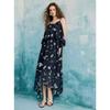 ELLE Women's Ruffle Print Chiffon Strap Maxi Dress