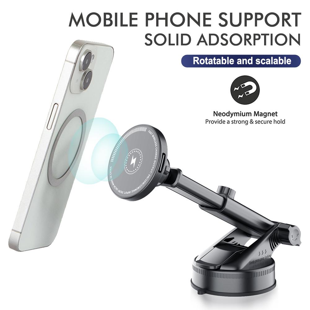 Strong Magnetic Suction Car Rotatable Mobile Phone Holder MagSafe Wireless Charger Car Centre Mount Navigation Bracket