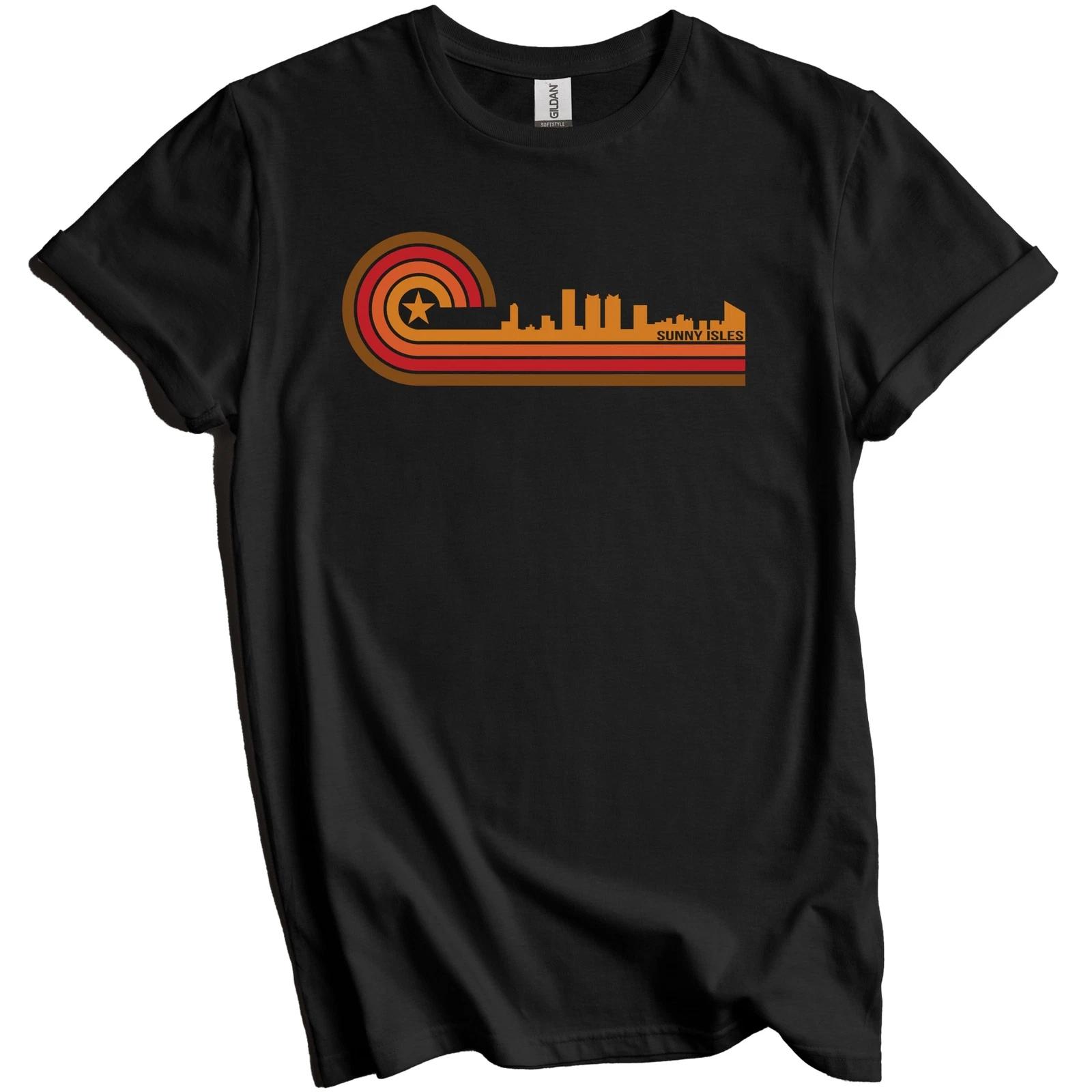 Retro Style Sunny Isles Beach Florida Skyline T-Shirt XL