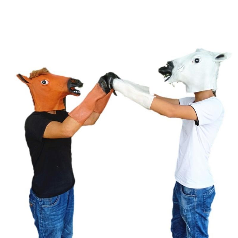 1 Pièce Animal Cheval Masque de Terreur Décoration Bricolage Masque Tête de Cheval Costume Cosplay Fête Drôle Halloween Coiffure