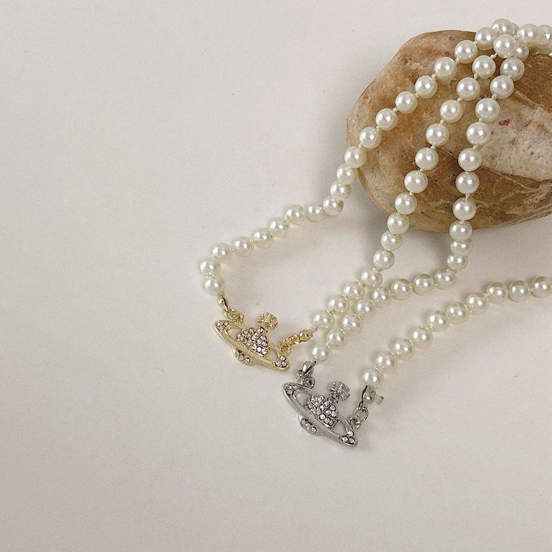 Pearl Saturn Vintage Clavicle Chain Necklace Pendant Jewelry Accessory Girl Gift