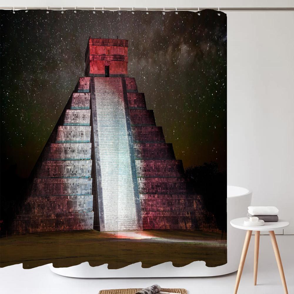 Famous Architectural Scenery Shower Curtain Printed European Landscape Polyster Home Decor Bathroom Curtain with Hooks