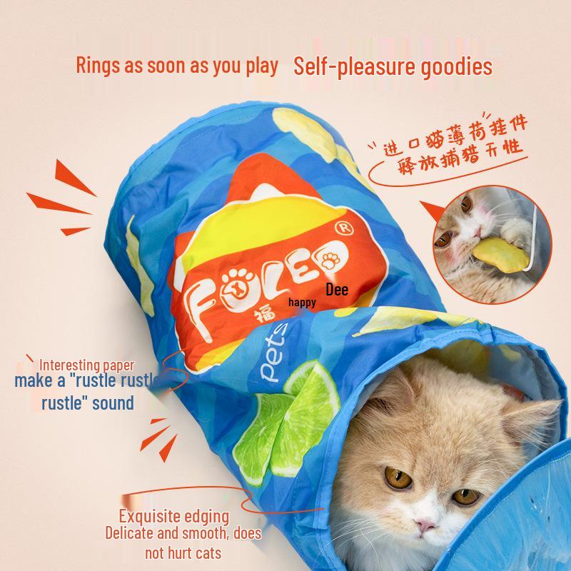 FULED Collapsible Two-Way Crinkle Cat Tunnel: Interactive Kitten Toy Tunnel