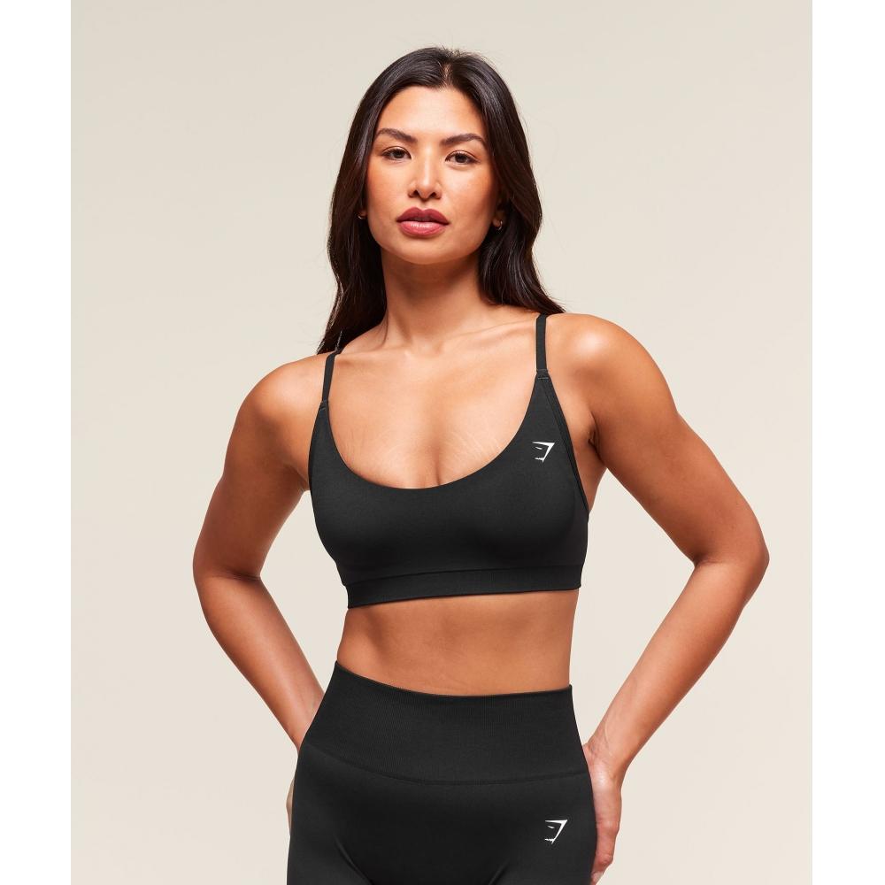 Gymshark Everyday Seamless Racerback Sports Bra Black B4c1v Bb2j