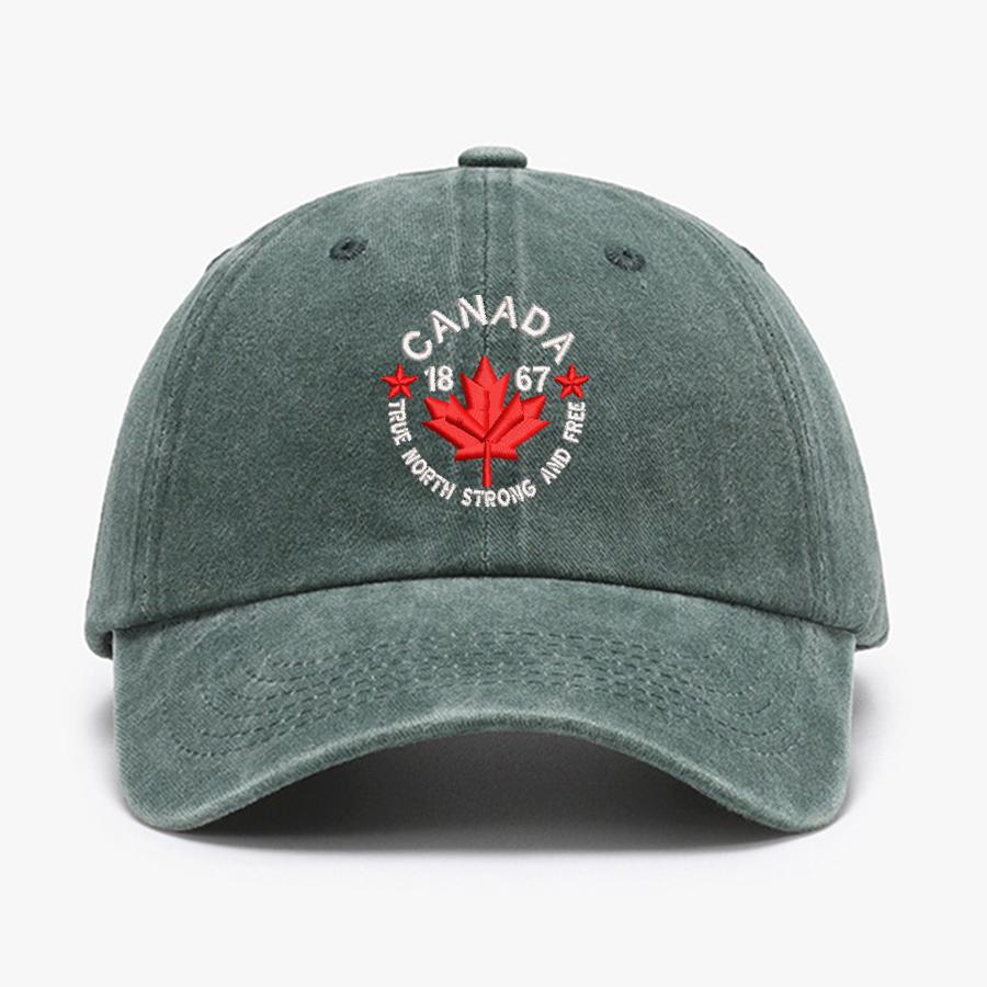 Embroidered Canada True North Strong and Free Design Unisex Women Wash cotton soft Baseball Caps Adjustable Dad Duck tongue cap