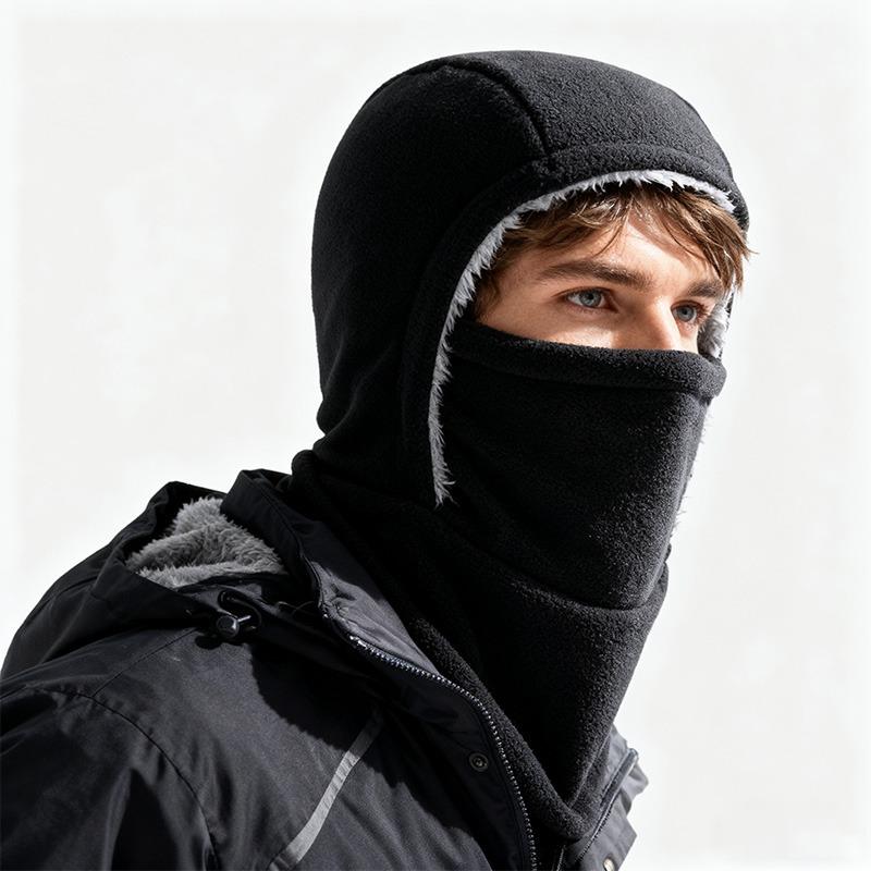 Integrated Mask Head Cover Neck Guard Fleece-Lined Thickened Heat Accumulation Warm Windproof Durable Breathable for Outdoor