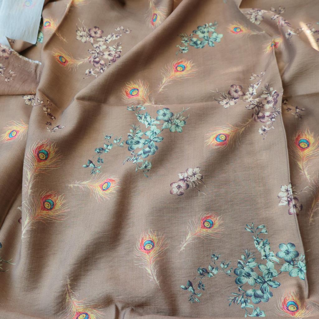 Chinese Style Floral Tencel Linen Fabric Lightweight Printed Cloth for Hanfu Cheongsam Dress Anti Mosquito Pants Garment Mater