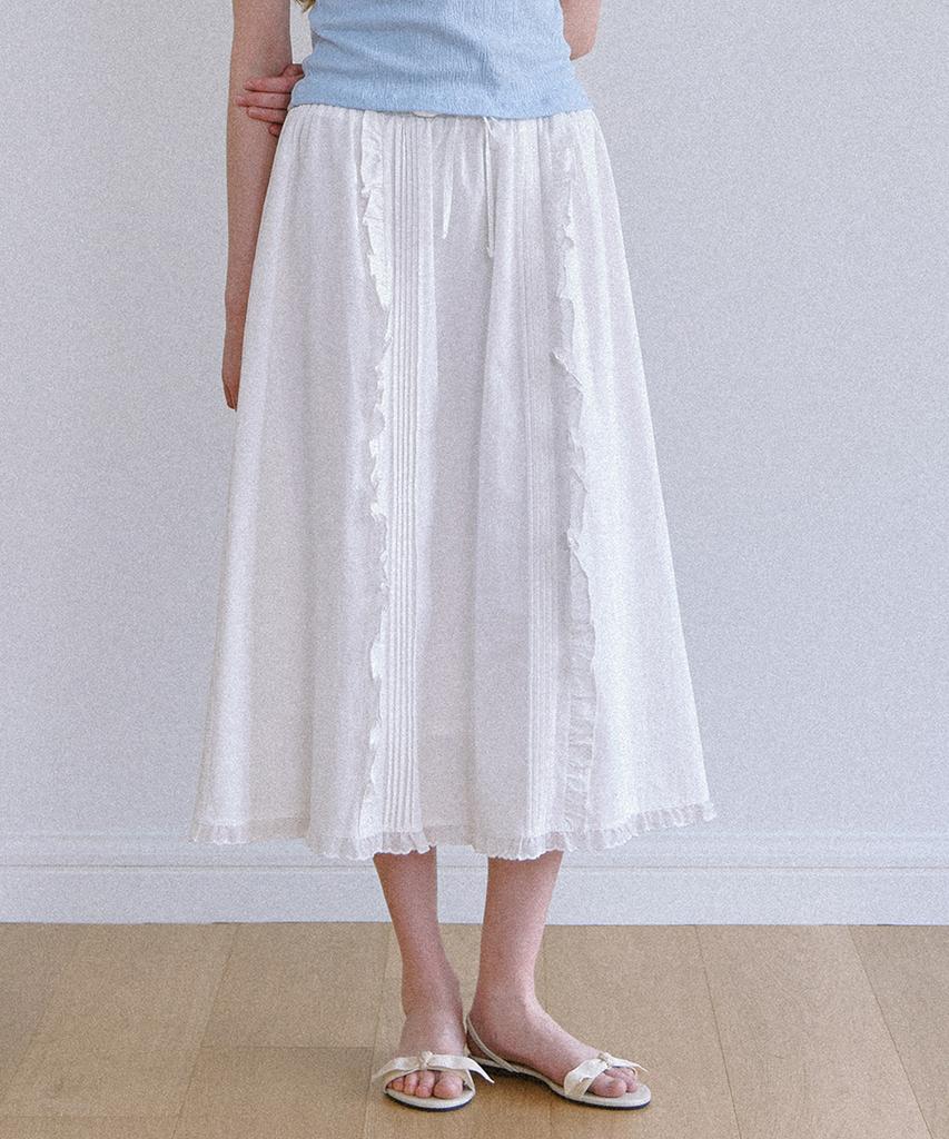 Laminez Frill Lace Long Skirt - Ivory