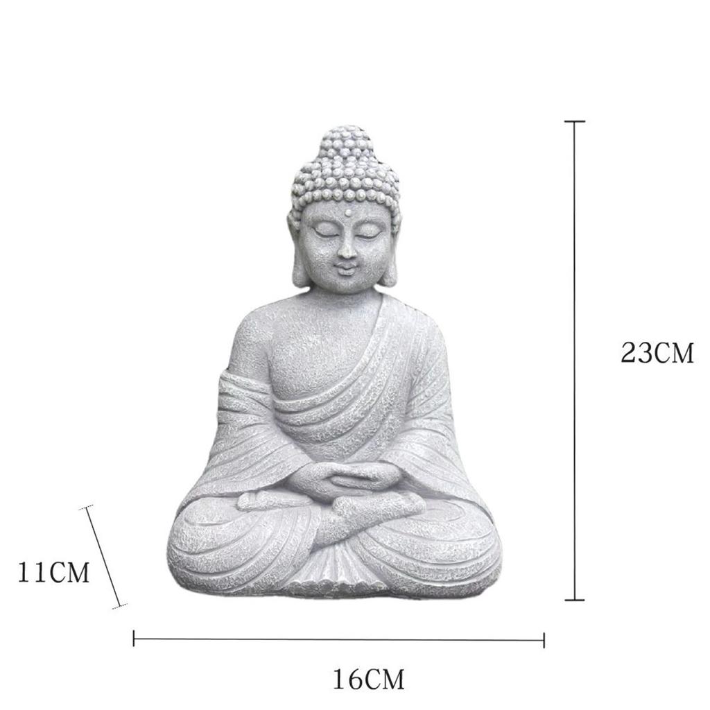 Statua di Buddha da Giardino Vintage da 9 Pollici Statuetta Scultura Buddismo Zen da Interno Esterno Giardino Decorazione Ornamento per Casa Ufficio Negozio