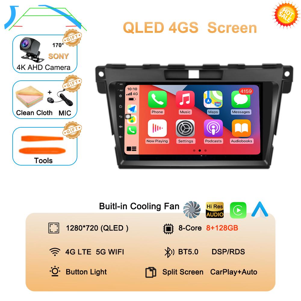 Android 14 DSP Car 2DIN GPS Navigation Radio Multimedia Video Player QLED For MAZDA CX-7 Cx7 Cx 7 2007 2008 2009 2010 2011-2014