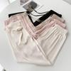 Summer New Acetate Satin Grab Flower Casual Pants Women's Skinny Smooth Ice Silk Straight Pants 0
