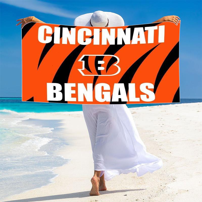 Cincinnati Bengals Print Beach Towel, Large Soft Quick Dry Towel for Beach Camping Swimming