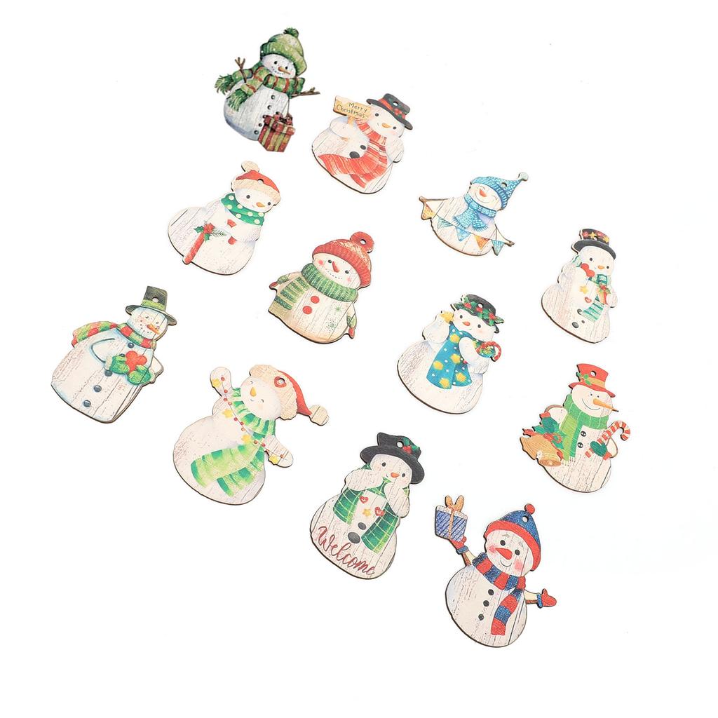 36pcs Xmas Snowman Wooden Ornaments Xmas Tree Hanging Snowman Decorations for Holiday Party Decor
