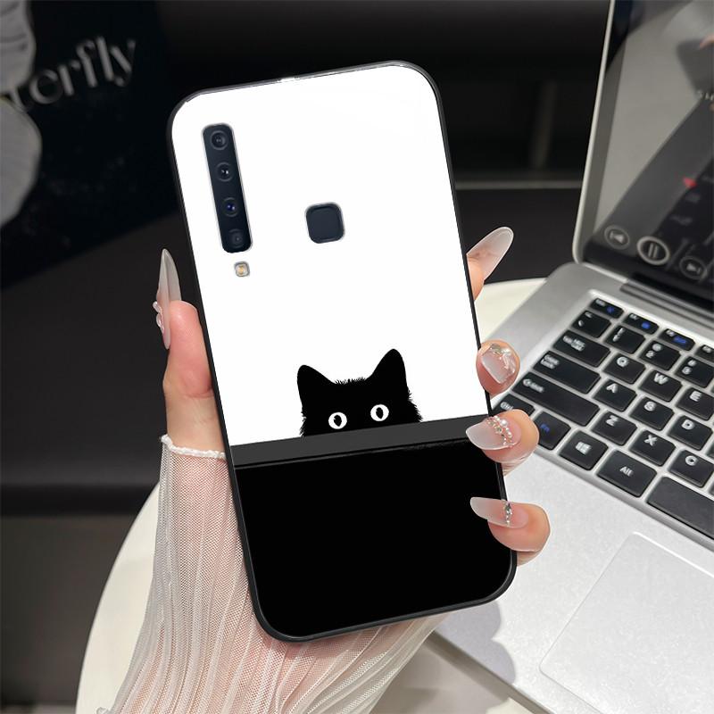 

For Samsung Galaxy A7 2018 A9 2018 Case Trendy Fantasy Design Tempered Glass Hard Cover A750F A920F Fall Prevention Bumper Shell Samsung A9 (2018)