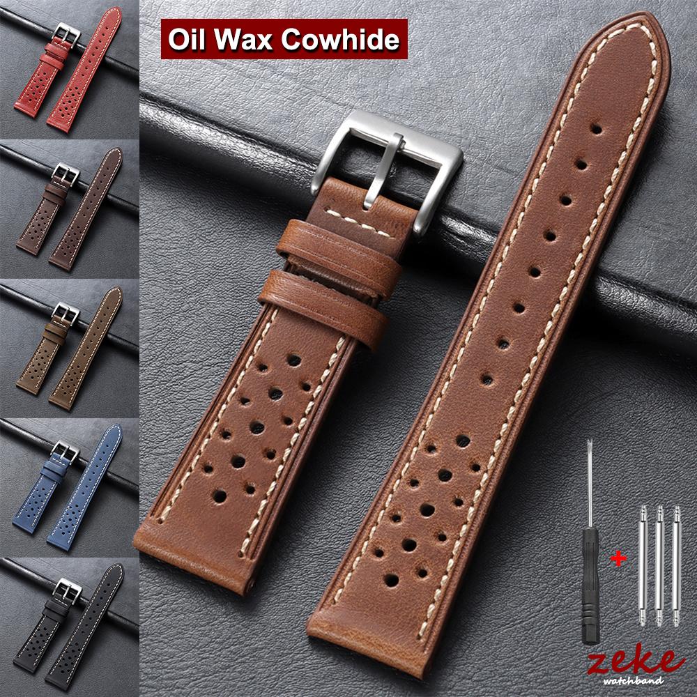 20mm 22mm 24mm Vintage Top-Grain Cowhide Strap for Men Women Universal Genuine Leather WatchBand Brown Breathable Sport Bracelet