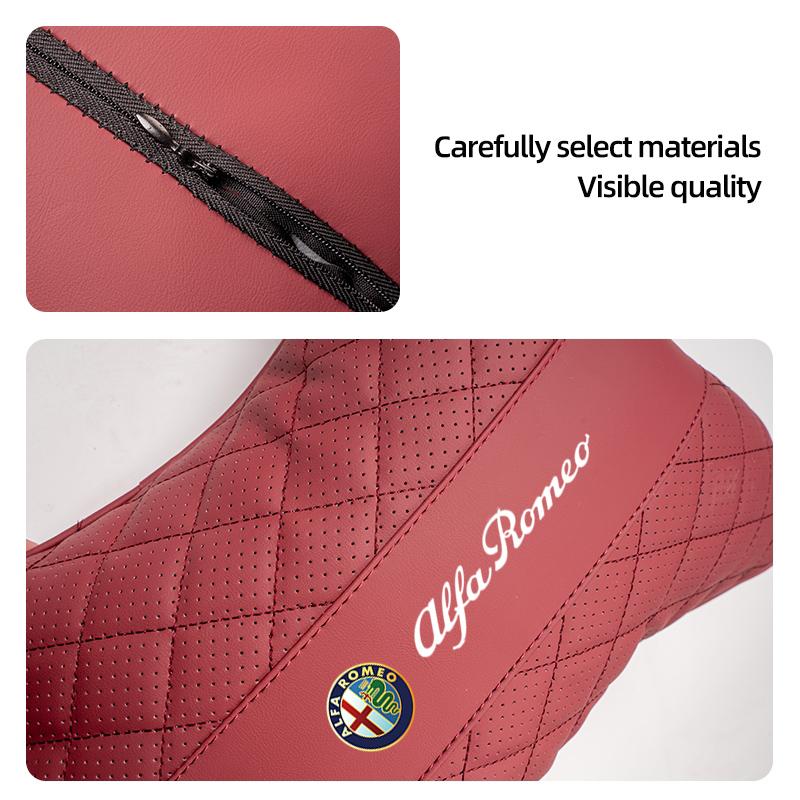 Car Leather Seat Headrest Neck Pillow Support Soft Cushion For Alfa Romeo 156 159 Giulia MiTo 147 Stelvio 4C 8C Giulietta Disco