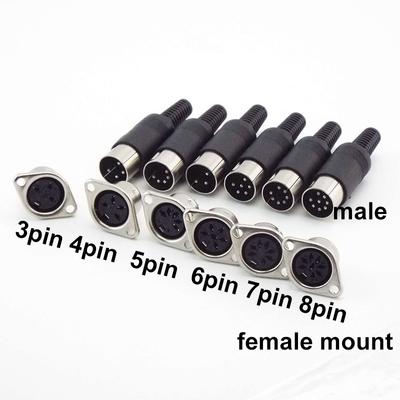 Adattatore Audio DIN 3/4/5/6/7/8 Pin DIN Maschio Femmina Spina con Manico in Plastica Presa Femmina Connettore da Chassis Montaggio a Pannello Schermato