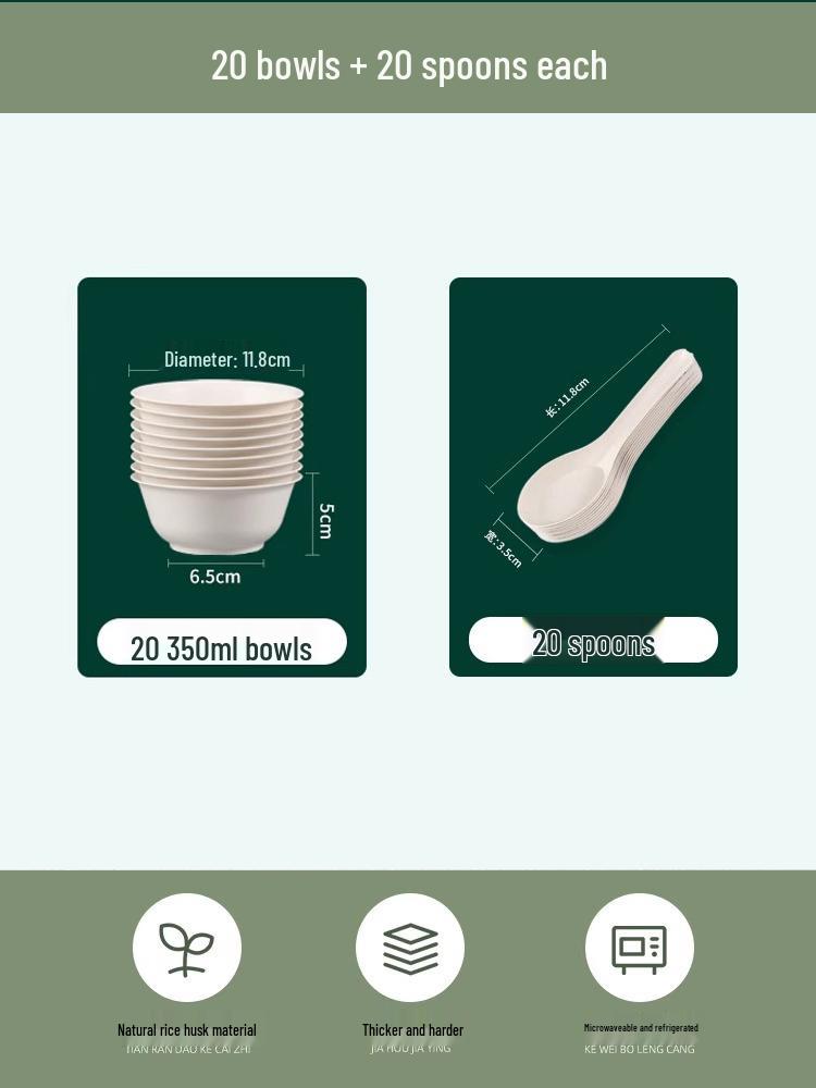 Eco-Friendly Rice Husk Tableware Set: Bowl, Chopsticks, Spoon & Cup – Recyclable & Food-Grade for Dining, Parties, Home, & Picnics (4-Piece)