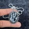Snowflake Obsidian Gemstone 925 Sterling Silver Jewelry Pendant 2.05" M-2862