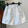 Women's Summer Loose-Fit Wide-Leg Shorts with Elastic Waistband, High-Waisted Button-Front Paneled Active Shorts
