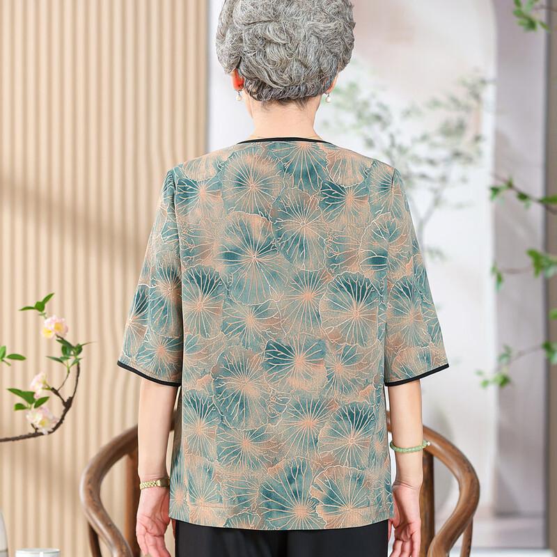 Women's Mid-Aged Spring/Summer Round Neck Five-Point Sleeve Shirt