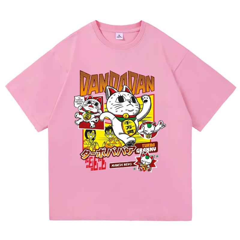 Dandadan Turbo Babička Kočka Tričko Módní Pánské/Dámské Harajuku Estetické Japonské Anime Tričko Unisex Kreslené Bavlněné Trička