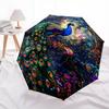 Peacock,Fantasy Automatic Folding Umbrella 8 rib Lightweight Design, Durable Iron Frame, Compact and Portable, Perfect Gift for Birthday,