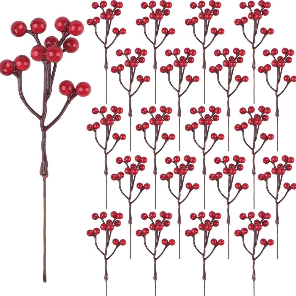 

5/10 PCS Simulatedplant Holly Little Red Fruit Christmas Home Outdoor Garden festival Yard Wedding Decor DIY gift box setdecor 5 pcs красный
