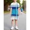 Jungenkleidung Einfache gestreifte 3D-bedruckte Kurzarm-T-Shirt-Sets Locker lässig Sommer Outdoor Schnell trocknend Kinderkleidung