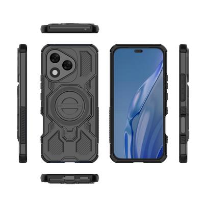 For Honor 400 Lite 5G Case Kickstand with 2Pcs Screen Film WANLONFENG KJ Series PC TPU Phone Cover (Big Lens Hole)