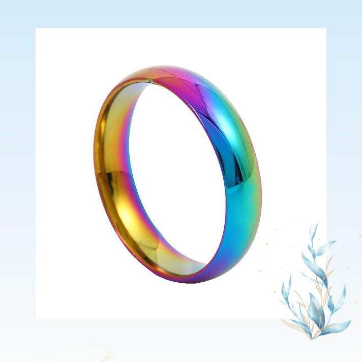 4mm Titanium Steel Polished Wedding Bands - Simple Stainless Steel Round Rings for Couples