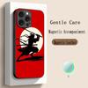 Fantasma cool japanische Samurai-Malerei Handyhülle Für iPhone 17 16 15 14 13 12 Plus Pro Max High-End Luxus Magsafe Schaffell