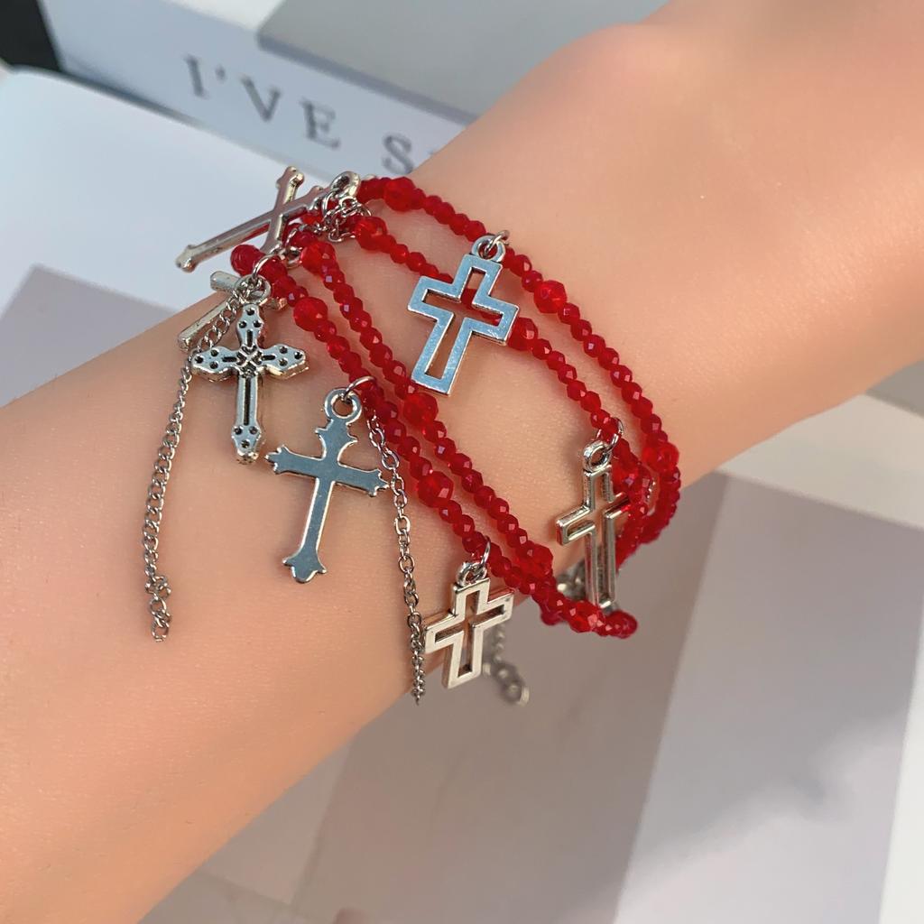 Cross Tassel Old Punk Rock Style Retro Court Style Light Luxury Niche High-end Versatile Bracelet Jewelry